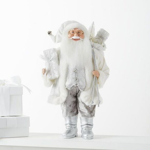 HOLIDAY LANE Santas 18"H Silver Standing Santa with Gifts - Picture 1 of 1